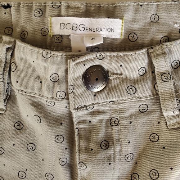 BCBGeneration Womens Smiley Emoji Skinny Stretch Khaki Tan Pants Cotton Size 24 - Picture 4 of 5